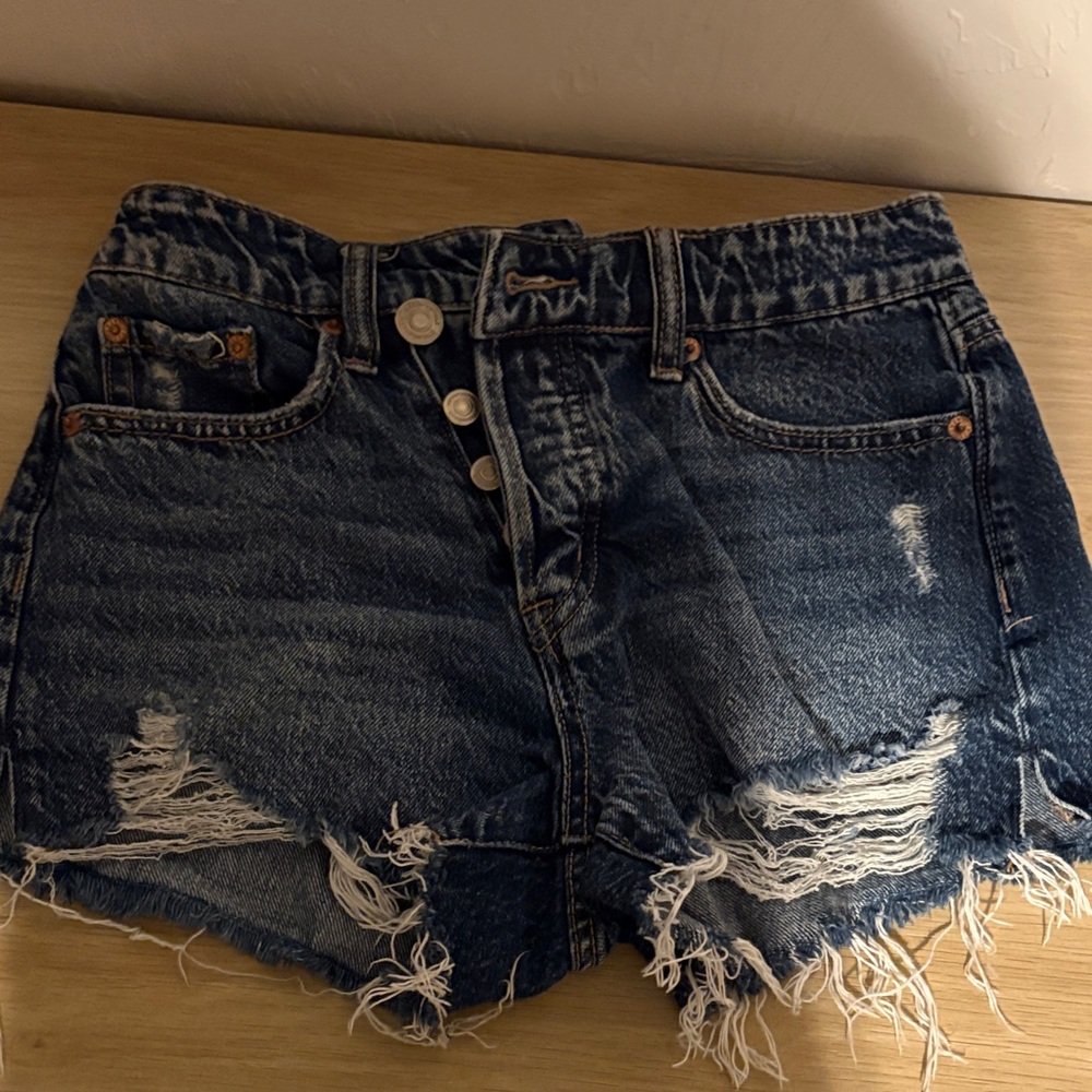 Aeropostale Distressed Dark Blue Jean Shorts